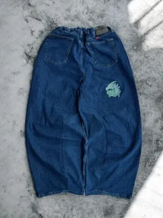 Pantalone baggy pants JNCO style y2k ricamato