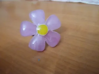 Anillo Flor Cristal Murano Rosa y Amarillo