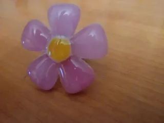 Anillo Flor Cristal Murano Rosa y Amarillo