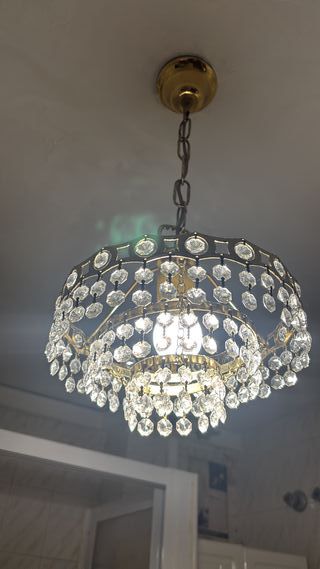 Lámpara de techo colgante de cristal y metal