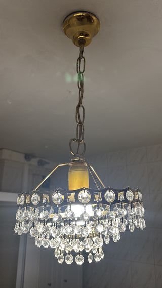 Lámpara de techo colgante de cristal y metal