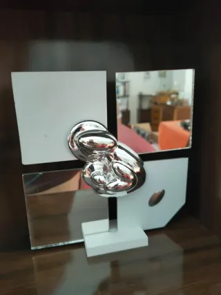 Scultura religiosa madre e figlio argento