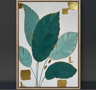 Pittura acrilica con texture oro e verde