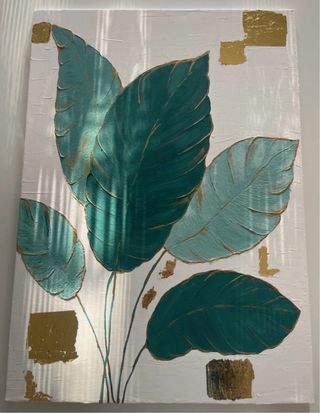 Pittura acrilica con texture oro e verde