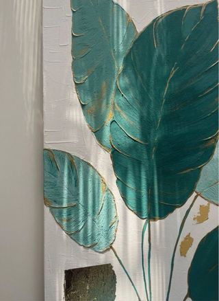 Pittura acrilica con texture oro e verde