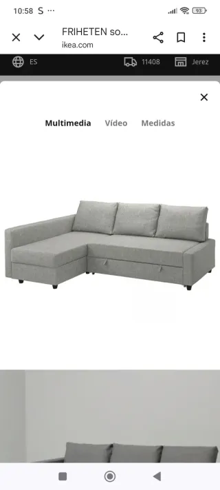 Sofá cama gris tela poco uso