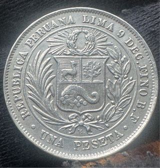 Peseta Perú 1880 República Lima