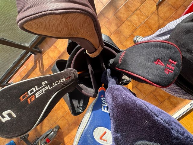 Bolsa de palos de golf de piel con cubre lluvia