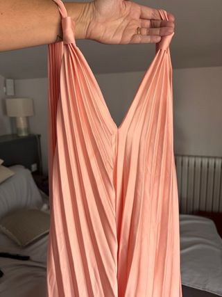 Vestido Mango Talla M Rosa Plisado