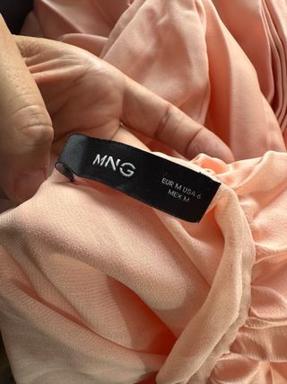 Vestido Mango Talla M Rosa Plisado