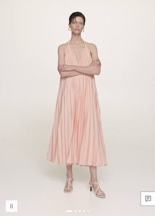 Vestido Mango Talla M Rosa Plisado