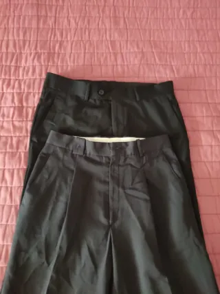 Pack 2 Pantalones Traje Hombre Negro/Gris