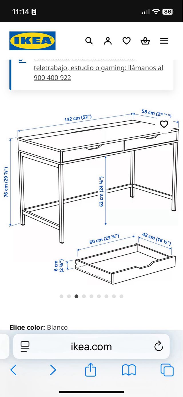 Escritorio Ikea Alex Blanco