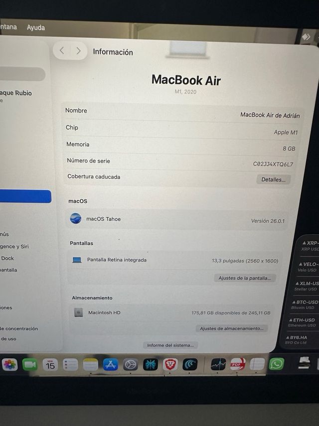 MacBook Air M1 256GB Space Gray 31 ciclos Perfecto
