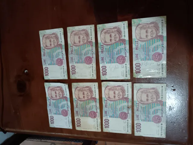 Banconote Lira Italiane - 1000 e 2000 8 pezzi 
