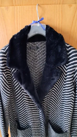 Cappotto maglia Dogali con ecopelliccia tg L