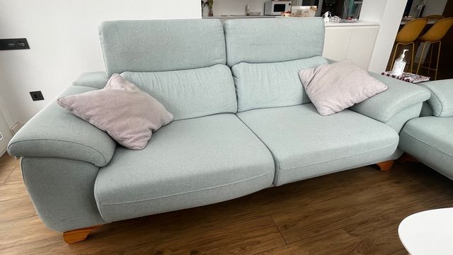 Sofá y sillón tela color menta