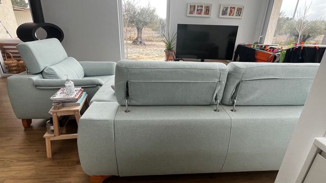 Sofá y sillón tela color menta