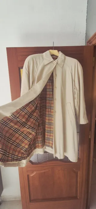 Chaqueta larga mujer beige y roja