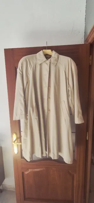 Chaqueta larga mujer beige y roja