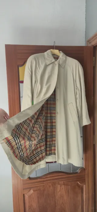 Chaqueta larga mujer beige y roja