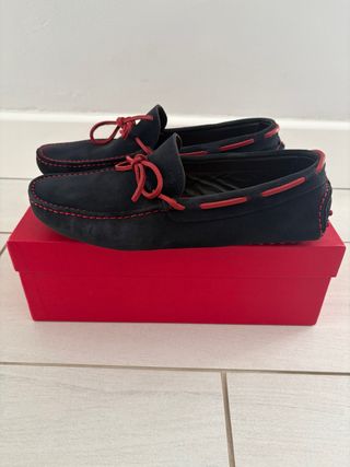 Mocasines Carolina Herrera Azul Marino y Rojo
