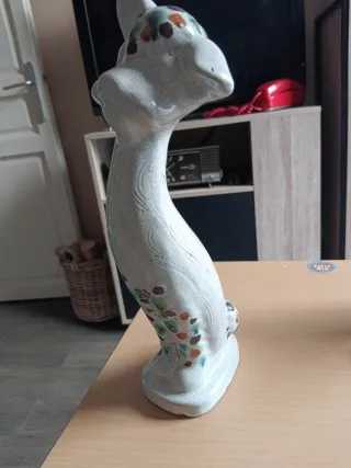 Gatto in ceramica vintage grigio multicolore