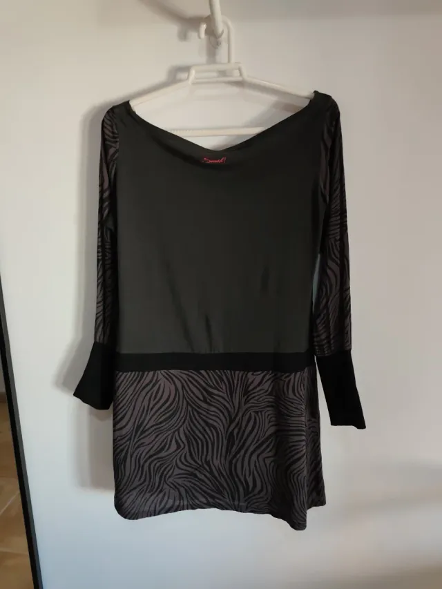 Vestido Desigual Talla L Negro y Rosa