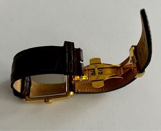 Reloj Fossil Dorado Caja Rectangular Correa Marrón