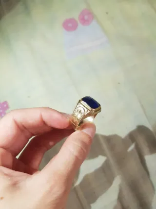 Anillo oro 18k con piedra azul 