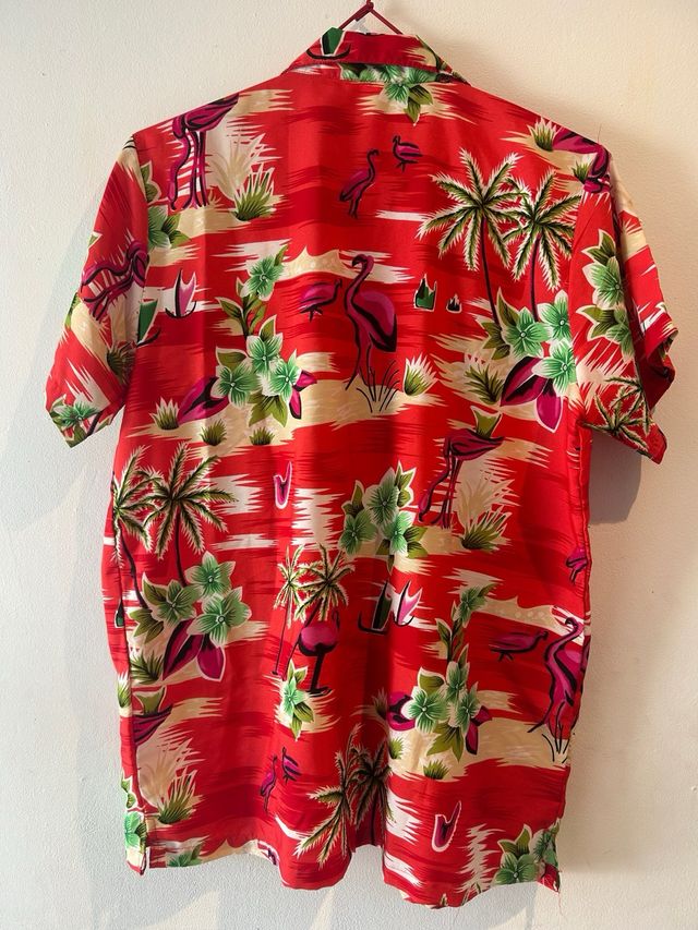 Camisa Hawaiana Flamencos y Palmeras