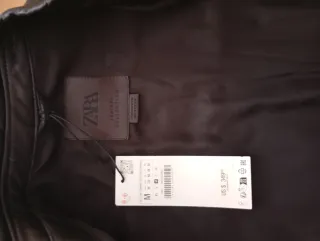 Cazadora Cuero Zara Mujer Negra
