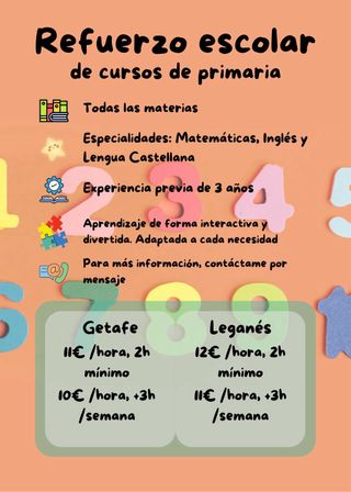 Refuerzo escolar - Clases de apoyo / particulares