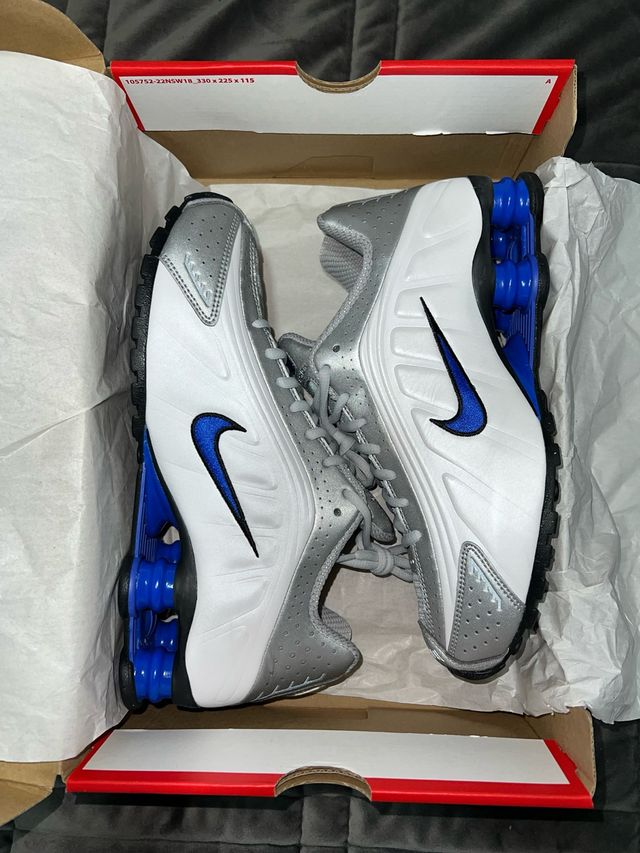 Nike Shox R4 Unisex Blancas y Azul