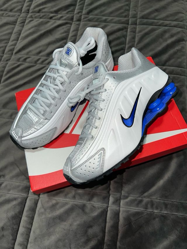 Nike Shox R4 Unisex Blancas y Azul