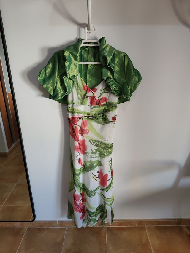 Vestido largo floral, entrego con chaqueta a juego
