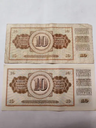 10 Dinari Jugoslavia Banconote 1978, 1968