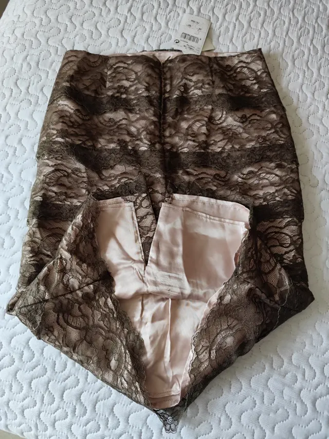 Falda Tintoretto encaje vintage marrón/dorado