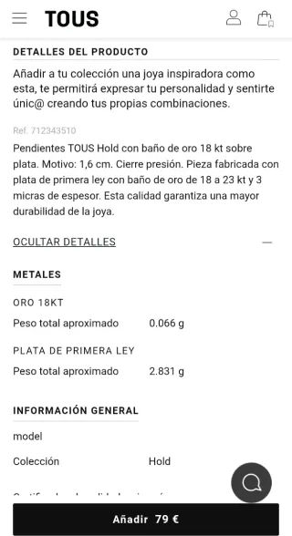 Pendientes Tous plata y oro