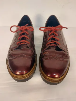 Scarpe donna stringate bordeaux lucide