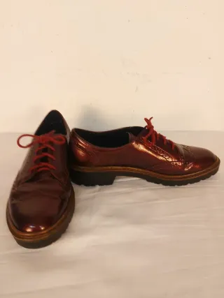 Scarpe donna stringate bordeaux lucide