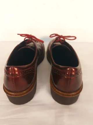 Scarpe donna stringate bordeaux lucide