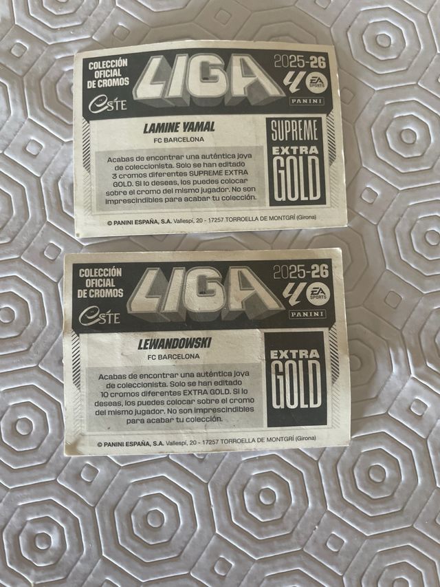 Cromos Panini Extra Gold Yamal y Lewandowski