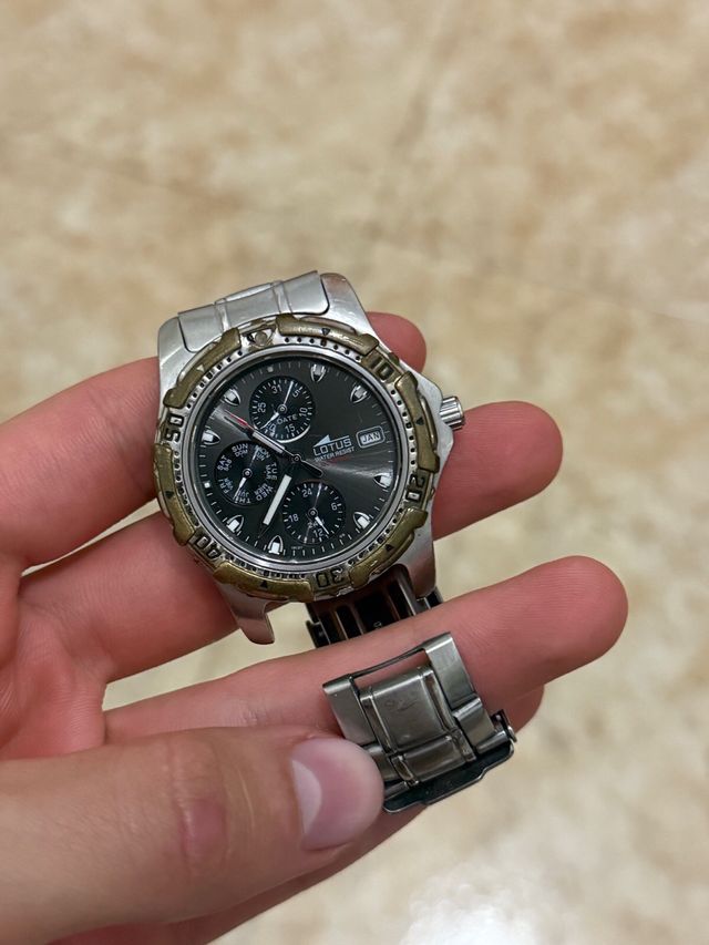 Reloj Lotus Cronógrafo Vintage Dorado/Plateado
