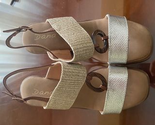 Sandalias Dana Mujer Beige y Plateadas
