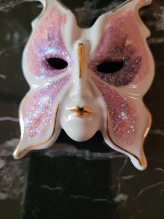 Maschera veneziana farfalla glitter rosa