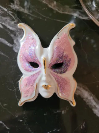 Maschera veneziana farfalla glitter rosa