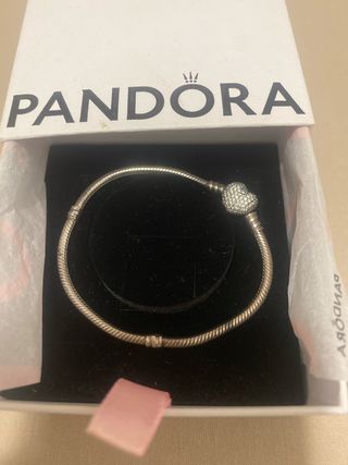 Pulsera Pandora Corazón Pave Plata