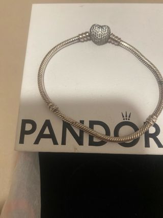 Pulsera Pandora Corazón Pave Plata