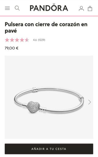 Pulsera Pandora Corazón Pave Plata